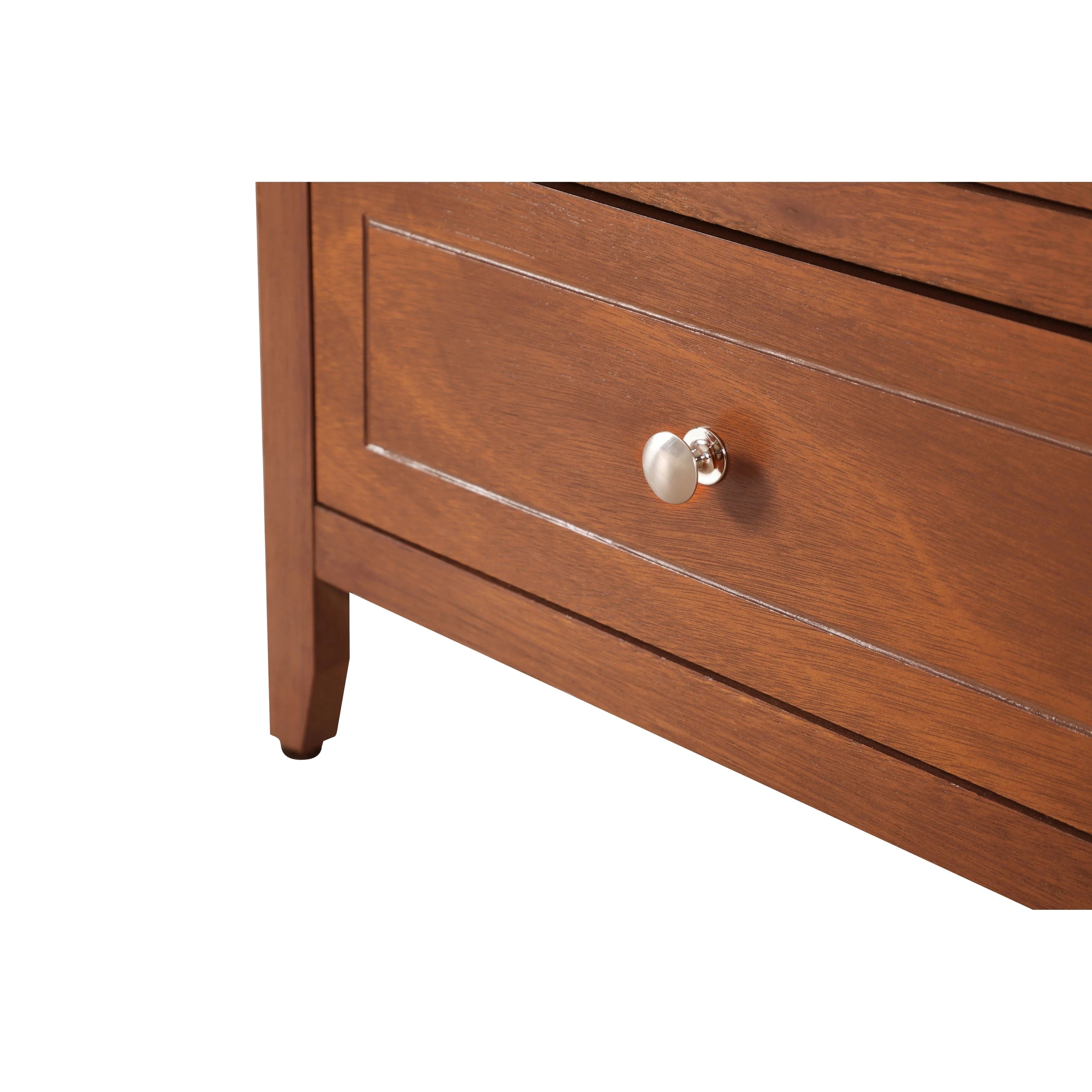 Table de chevet transitionnelle en bois à 3 tiroirs Daniel