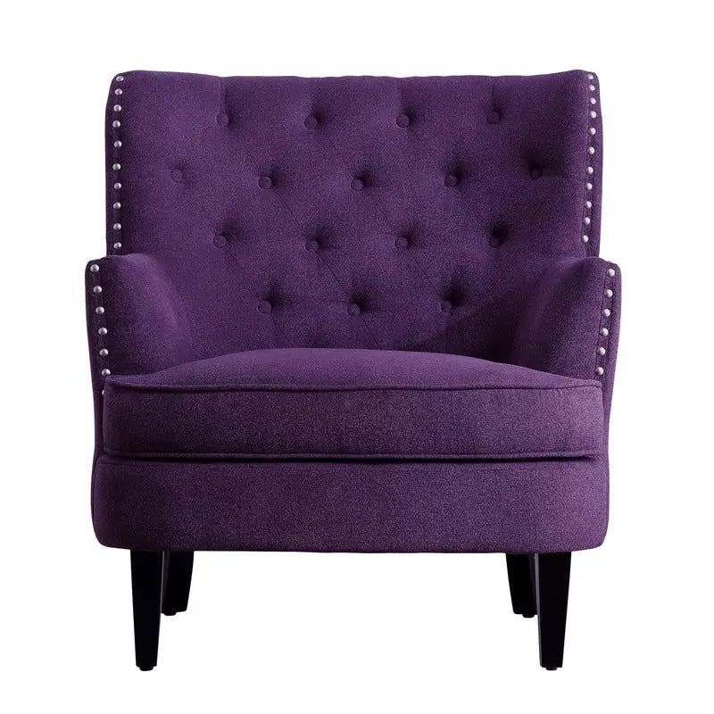 Fauteuil d'appoint capitonné à oreilles large de 76 cm en velours/lin Mignon de Moser Bay