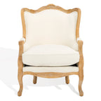 Fauteuil à oreilles Kali en chêne et lin naturel SAFAVIEH Couture - 34Lx34Px40H
