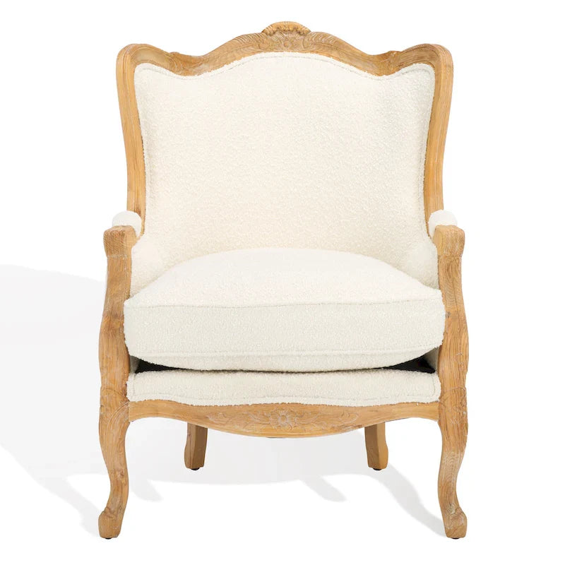 Fauteuil à oreilles Kali en chêne et lin naturel SAFAVIEH Couture - 34Lx34Px40H