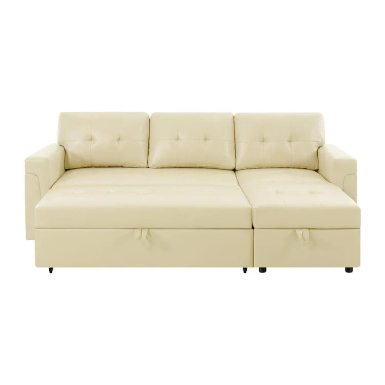 Canapé d'angle réversible convertible avec lit gigogne, méridienne avec rangement dissimulé et pieds durables