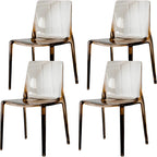 Chaise de salle à manger en acrylique ambré sans accoudoirs à dossier bas