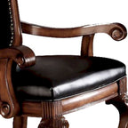 Fauteuil Château de Ville (Lot de 2) en similicuir noir et merisier