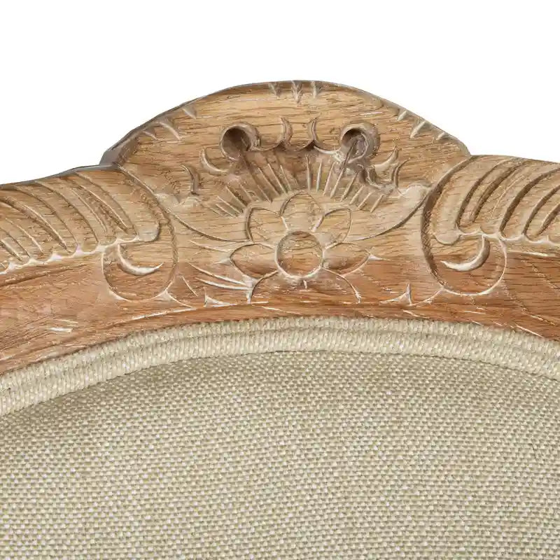 Fauteuil à oreilles Kali en chêne et lin naturel SAFAVIEH Couture - 34Lx34Px40H