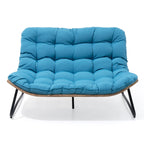 Fauteuil Double Papasan avec Coussin, en Rotin PE Résistant aux Intempéries et Cadre en Métal pour Intérieur et Extérieur