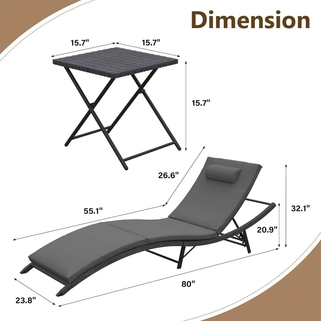 Kullavik – Ensemble de 3 chaises longues d'extérieur
