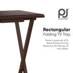 Tables de service pliantes pour télévision PJ Wood avec support de rangement compact, expresso, ensemble de 5 pièces - 36.38