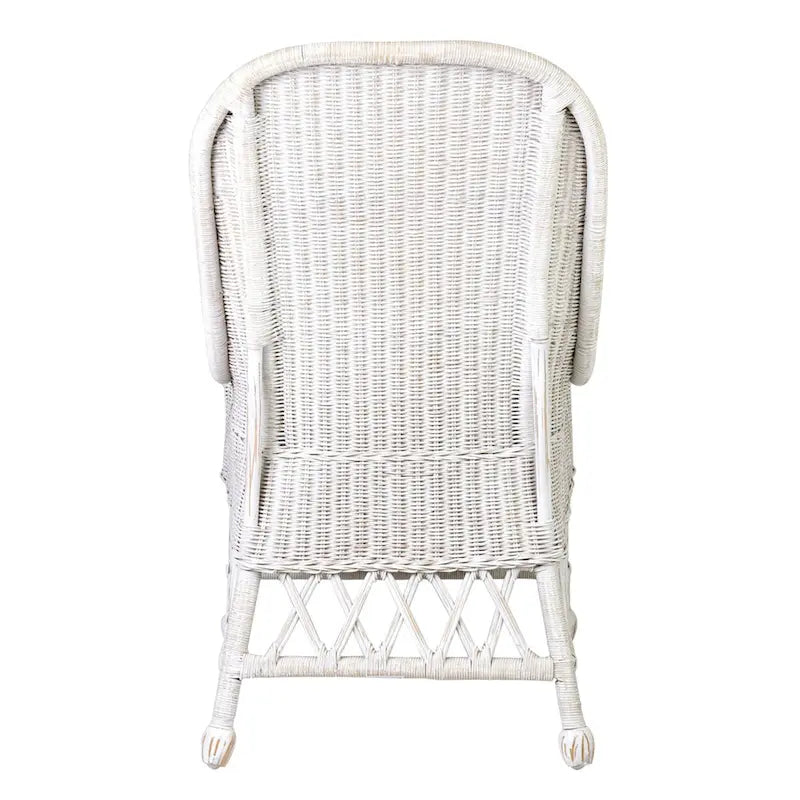 Chaise d'appoint de salle à manger en rotin naturel avec coussin, par East at Main