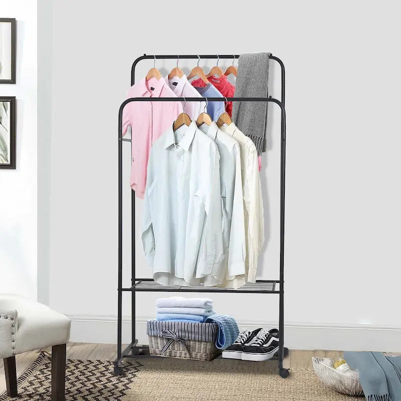 Étagère en Métal avec Roues pour Vêtements