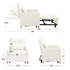 Chaise longue convertible 3-en-1 en lit, noir
