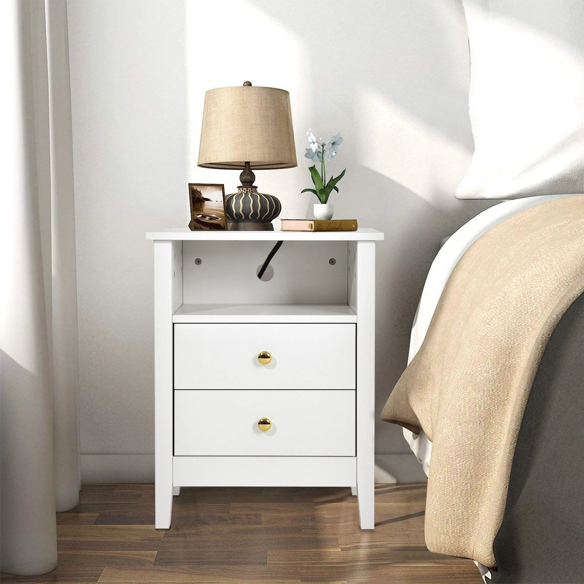 Tables de chevet lot de 2 avec station de recharge table d'appoint avec 2 tiroirs avec ports USB et prises de courant chevet de lit