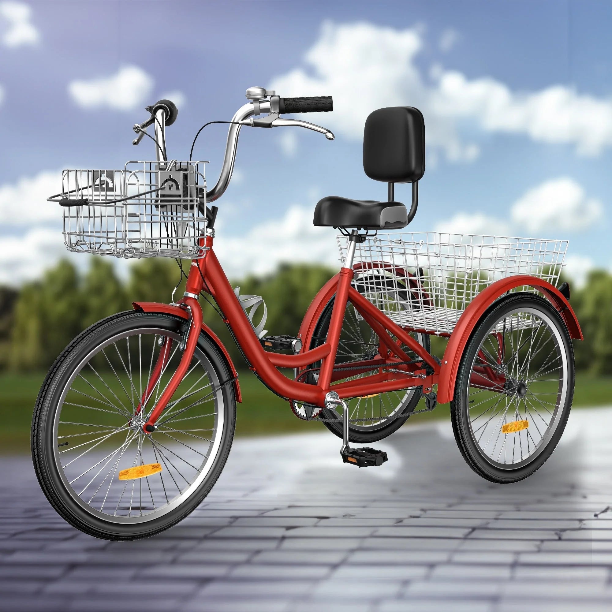 26 Tricycle Adulte 3 Roues 7 Vitesses Vélo Tricycle