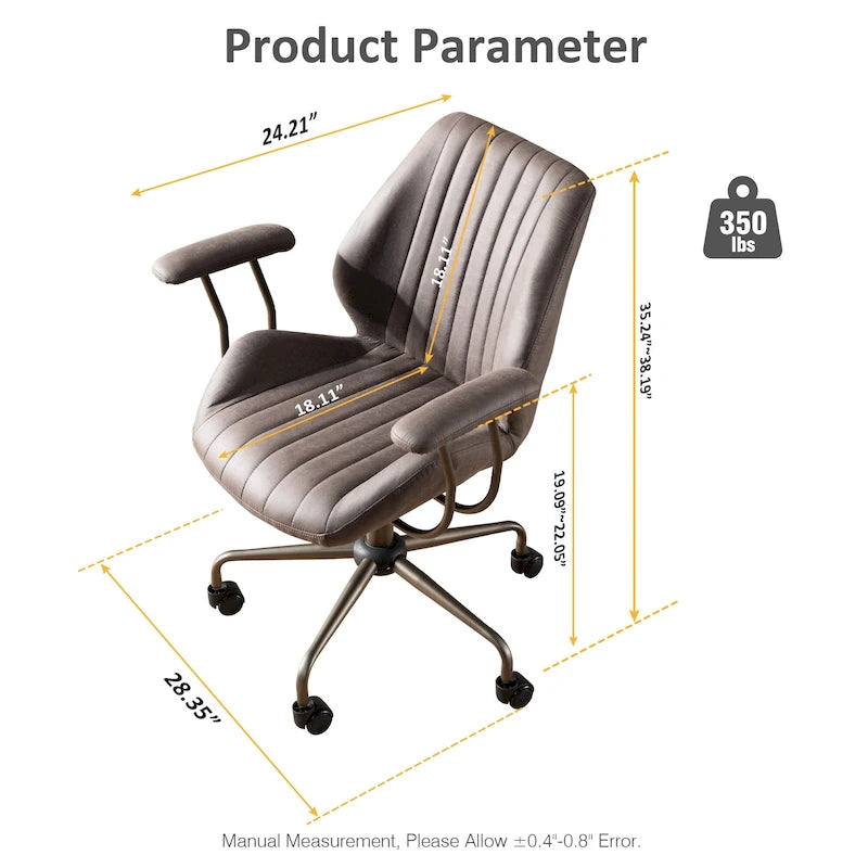 Chaise de Bureau Ergonomique en Tissu Suédé OVIOS avec Support Lombaire