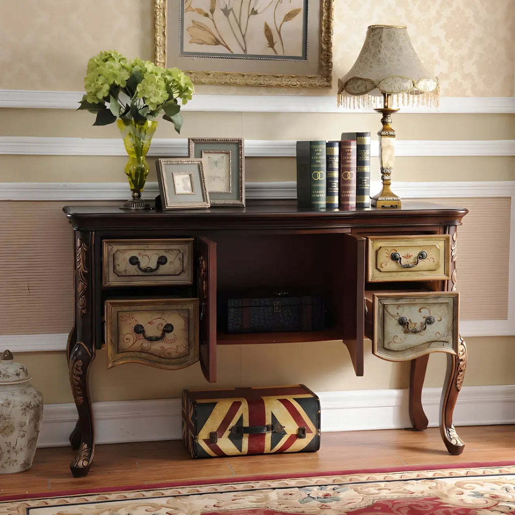 Console de rangement en bois "café français" avec tiroirs