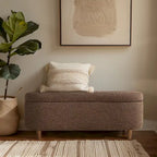 Banc de rangement rabattable en tissu bouclé taupe INK+IVY Bailey