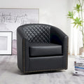 Fauteuil pivotant rond en similicuir capitonné KINWELL, 73,6 cm de large