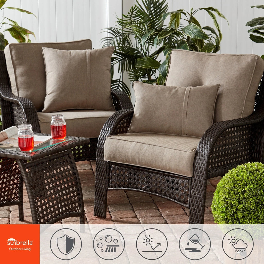 Ensemble de 2 coussins d'extérieur Sunbrella haut de gamme à assise profonde