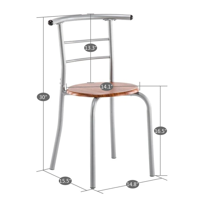 Ensemble table de bar et tabourets 3 pièces gris argenté/brun clair