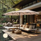 MAISON ARTS Parasol double de 4,5 m pour terrasse, grande taille, avec pied inclus
