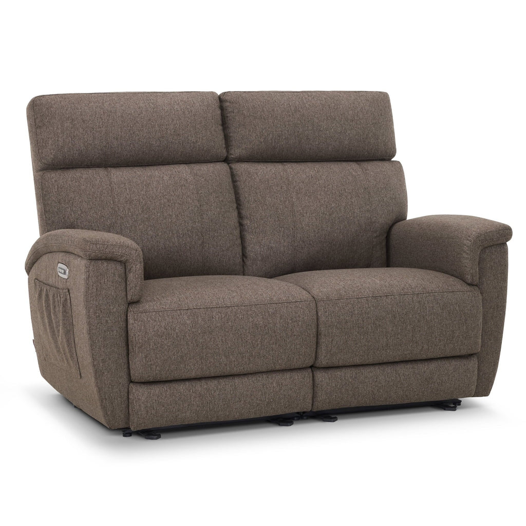 Canapé inclinable électrique biplace MCombo 60.2 avec massage et double chauffage, appuie-tête réglable, ports USB et USB-C, en tissu
