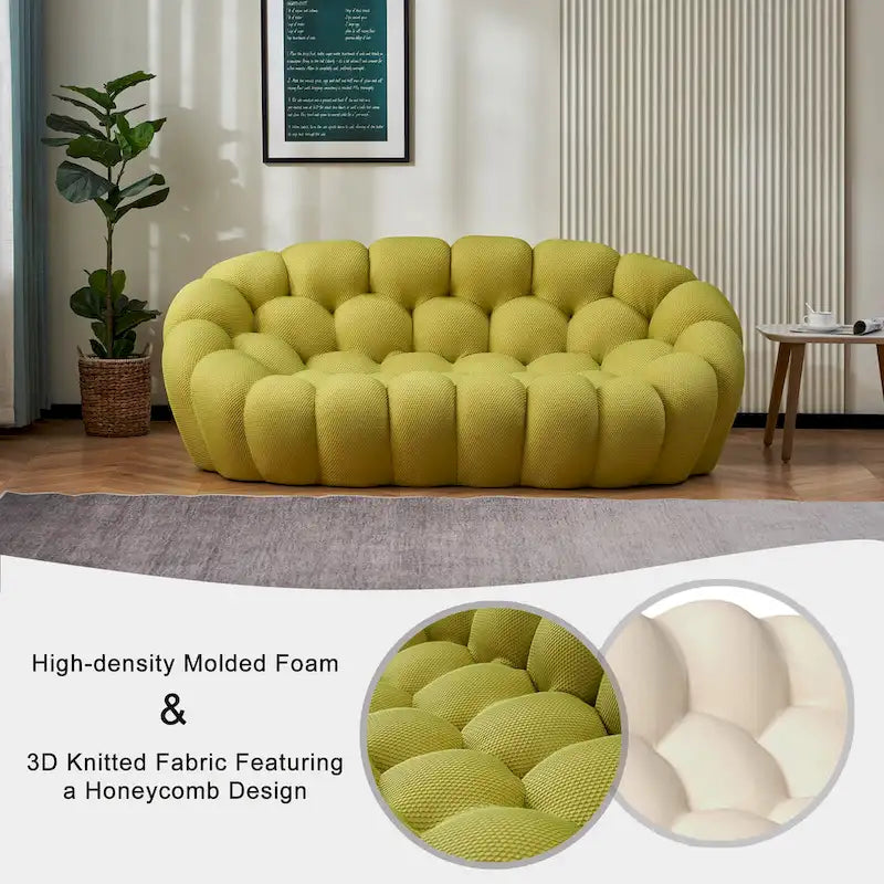 Canapé paresseux courbé 2 places Bubble de forme nid d'abeille en tissu textile 3D pour salon et appartement
