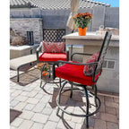 Ensemble de 4 chaises de bar de patio pivotantes en métal avec coussins pour l'extérieur