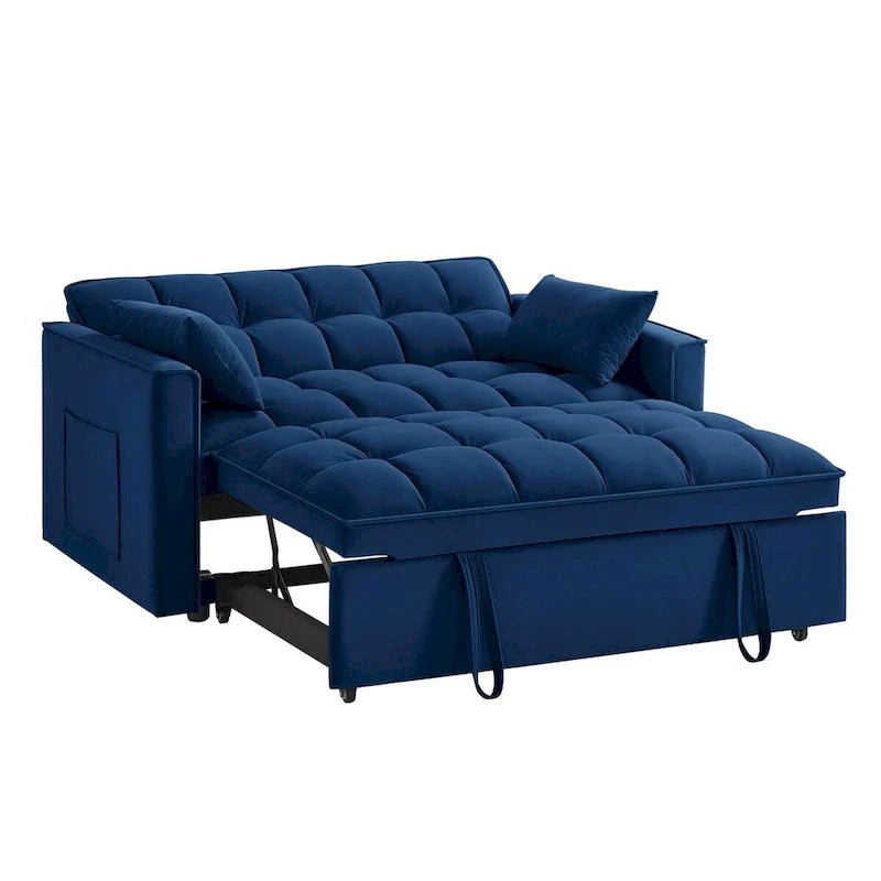 Canapé convertible 4 en 1 avec accoudoirs et poches de rangement, canapé-lit escamotable capitonné multifonction avec dossier réglable