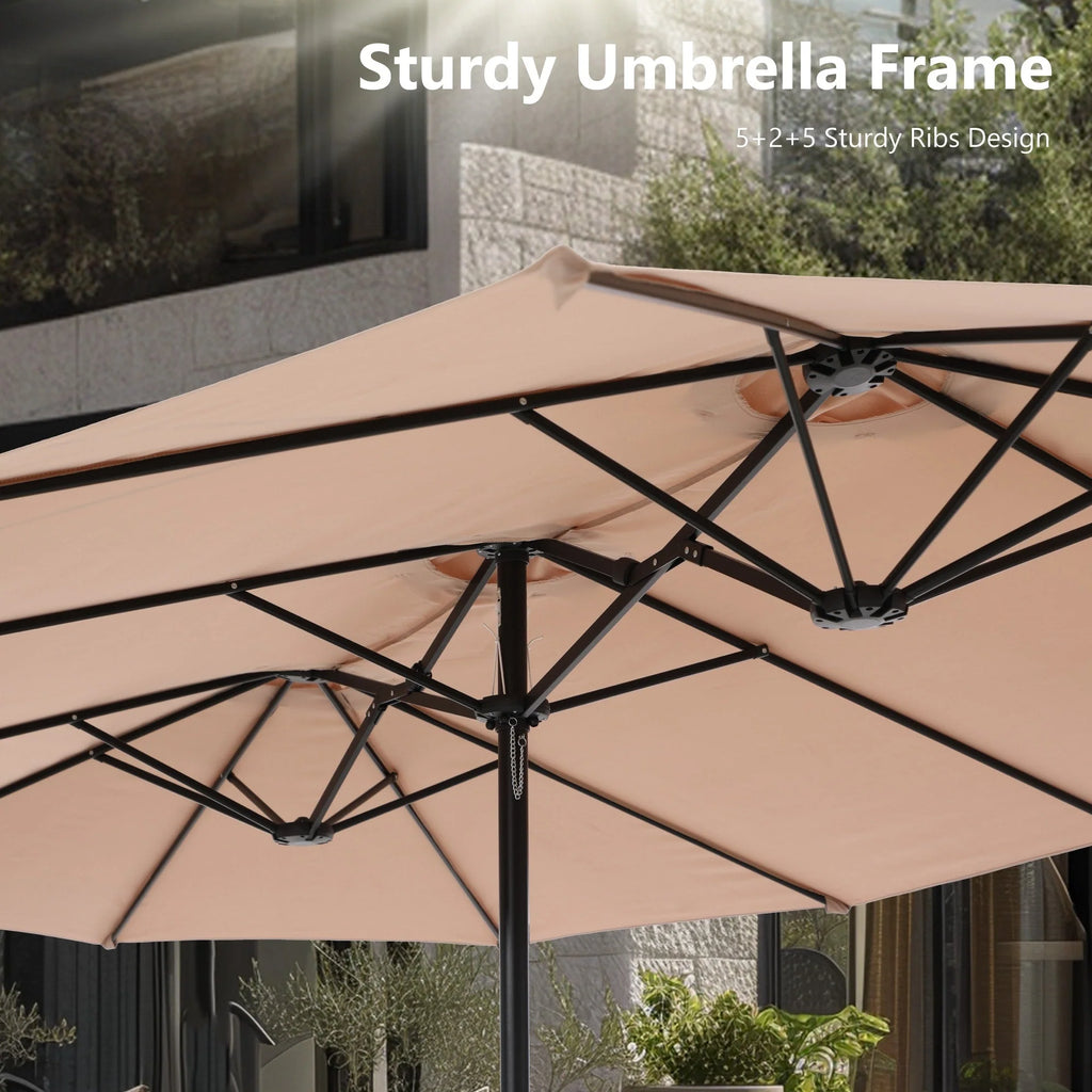 MAISON ARTS Parasol double de 4,5 m pour terrasse, grande taille, avec pied inclus