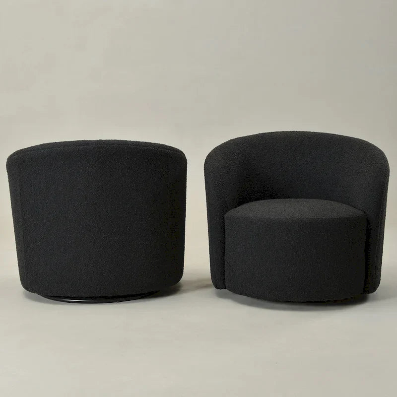 KINWELL Fauteuil d'appoint pivotant rembourré en forme de tonneau, de 86 cm de large (Lot de 2)