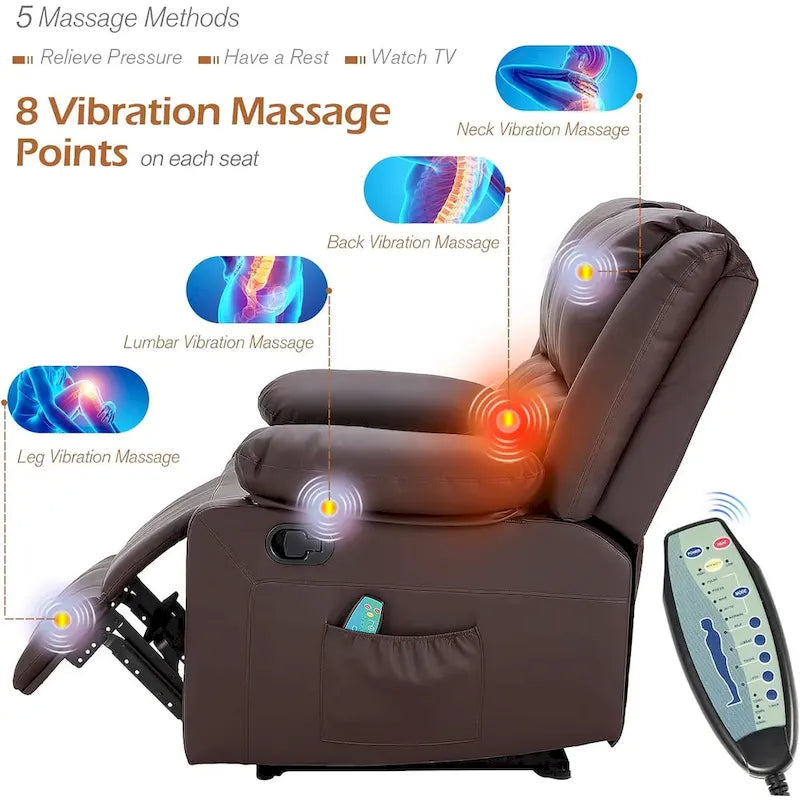 AECOJOY Causeuse inclinable 2 places avec fonction chauffage et massage