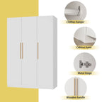 Armoire Penderie en Bois avec 6 Cubes de Rangement et Tringle Suspendue