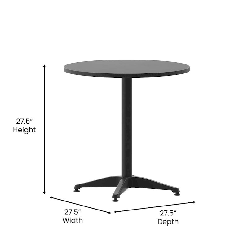 Table d'intérieur/extérieur à plateau lisse en aluminium rond de 27,5 po avec base