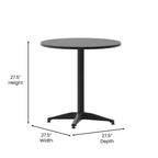 Table d'intérieur/extérieur à plateau lisse en aluminium rond de 27,5 po avec base