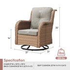Chaises longues à bascule d'extérieur Gymojoy en osier avec base pivotante (lot de 2)