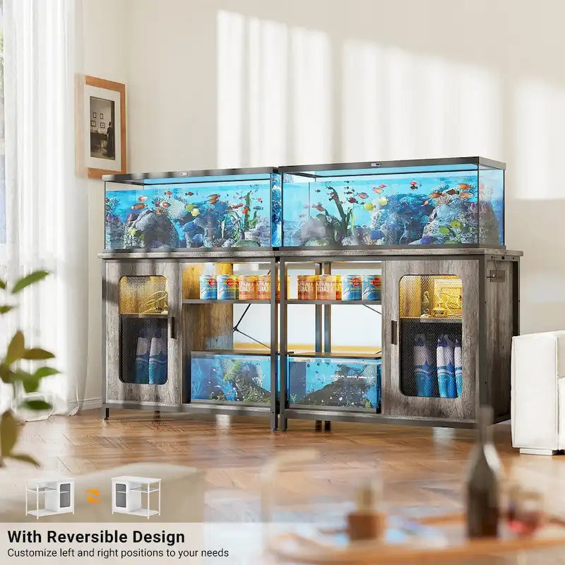 Meuble pour aquarium de 75-110 litres avec prises électriques et éclairage LED