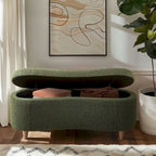 Banc de rangement rabattable en tissu bouclé taupe INK+IVY Bailey