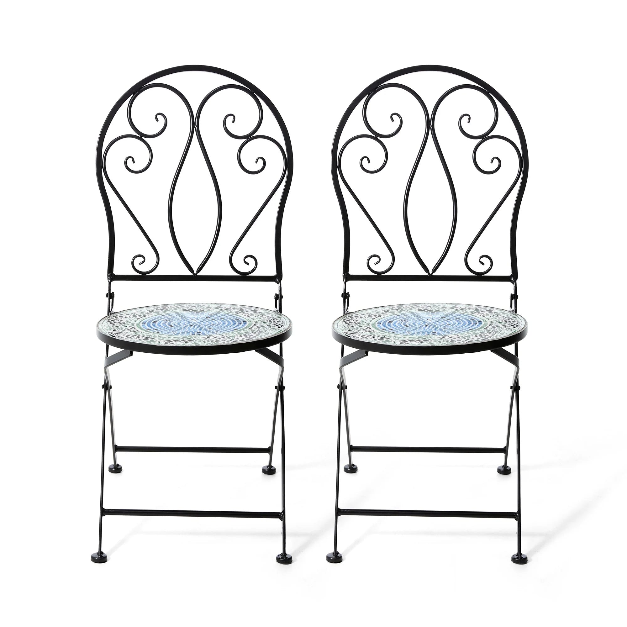 Ensemble bistrot pliant en métal Glitzhome pour extérieur, 3 pièces, table et chaises de patio