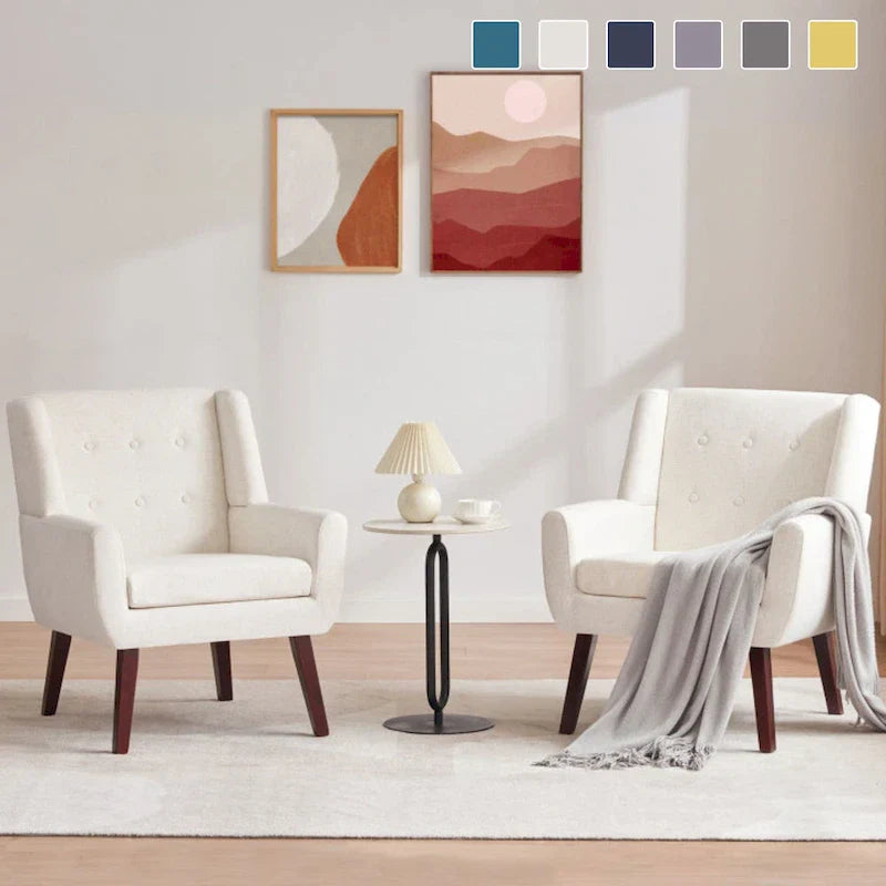 Lot de 2 fauteuils d'appoint modernes capitonnés HUIMO