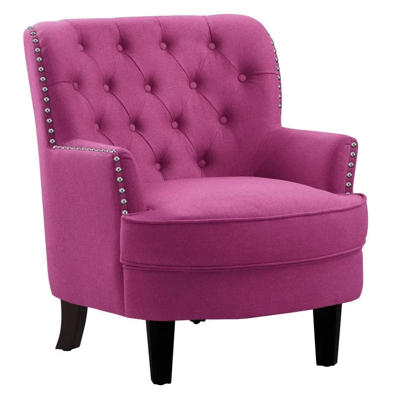 Fauteuil d'appoint capitonné à oreilles large de 76 cm en velours/lin Mignon de Moser Bay