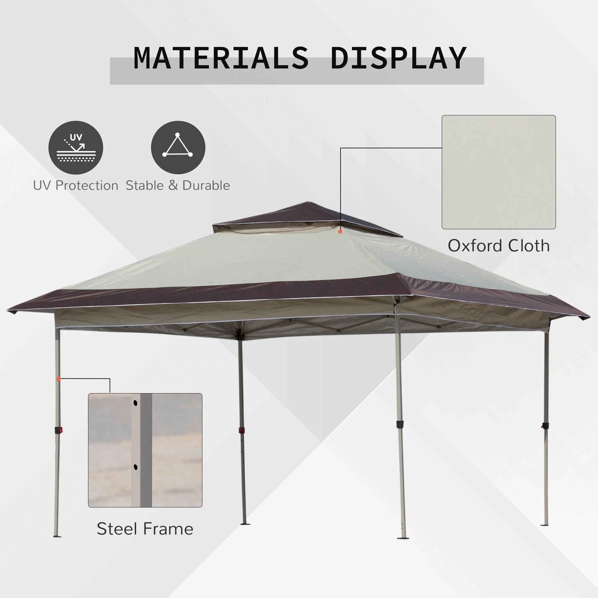 Outsunny Tonnelle Pop Up 3,6 x 3,6 m, Tente Pliante Instantanée avec Murs Latéraux en Maille Filet, Hauteur Réglable sur 3 Niveaux