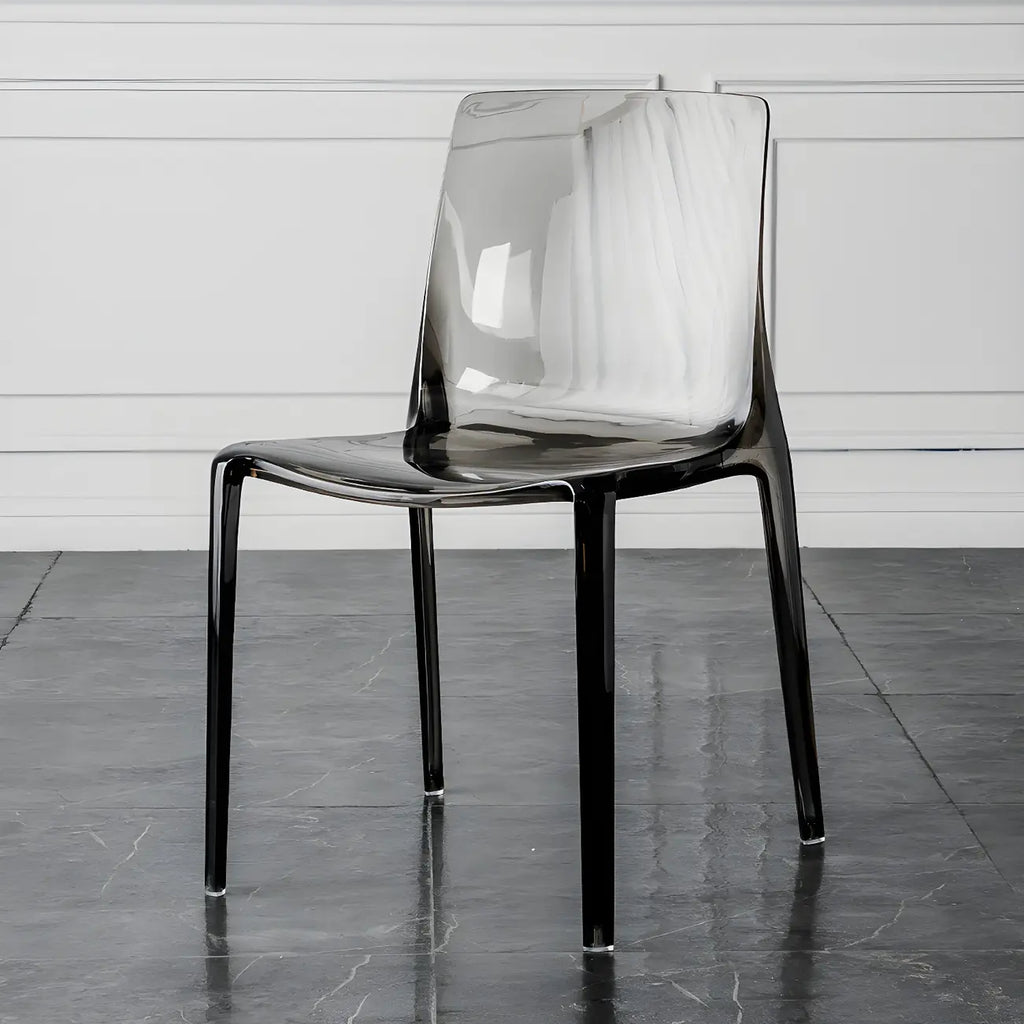 Chaise de salle à manger en acrylique ambré sans accoudoirs à dossier bas