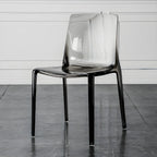Chaise de salle à manger en acrylique ambré sans accoudoirs à dossier bas