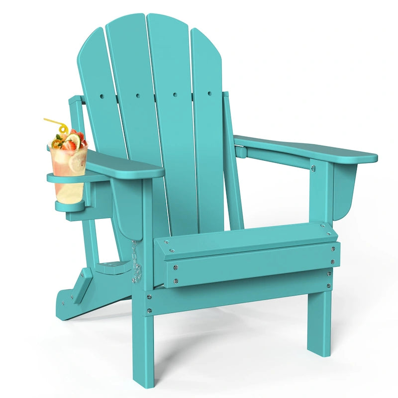 Chaise Adirondack pliable d'extérieur avec porte-gobelet
