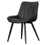 Chaise de salle à manger simple en cuir rembourré, dossier plein, pieds en métal