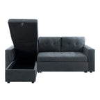 Canapé d'angle réversible convertible avec lit gigogne, méridienne avec rangement dissimulé et pieds durables