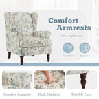 Fauteuil d'appoint moderne Erommy, fauteuil à dossier haut, canapé individuel en tissu capitonné avec pieds en bois pour salon
