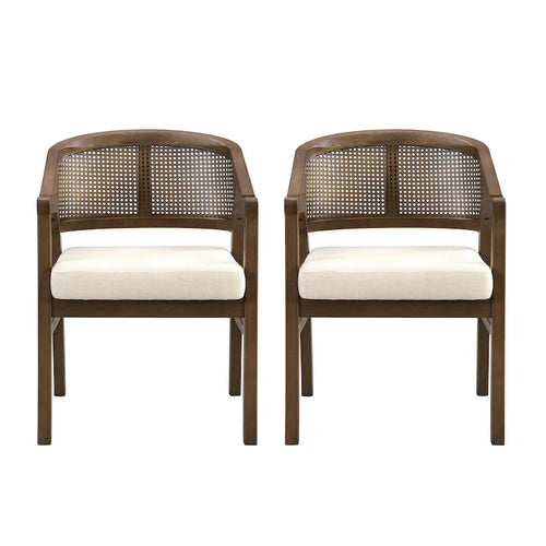 - Chaise de salle à manger capitonnée en cannage (lot de 2)