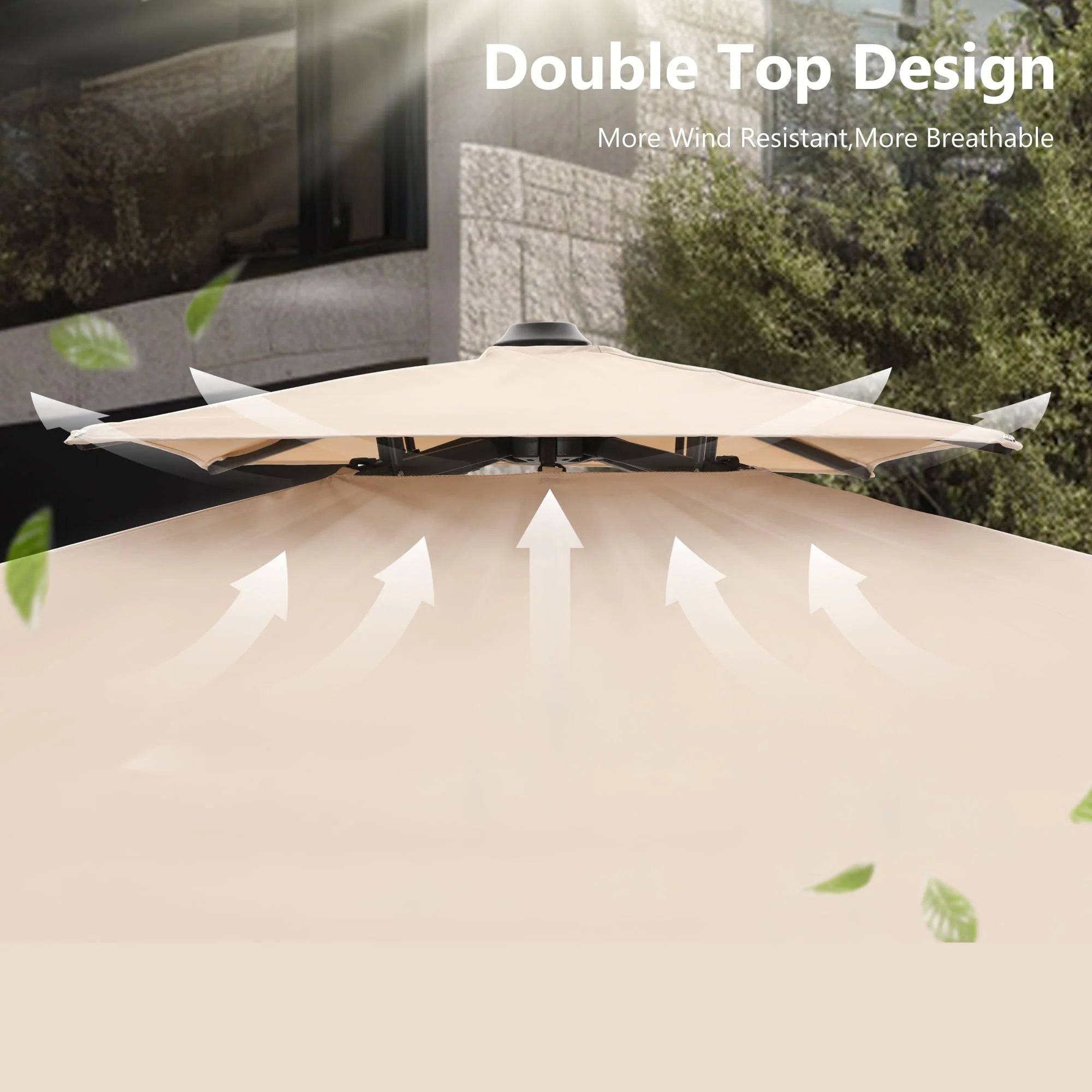 MAISON ARTS Parasol déporté hydraulique automatique 3,6 m Mât en aluminium Rotation à 360 degrés