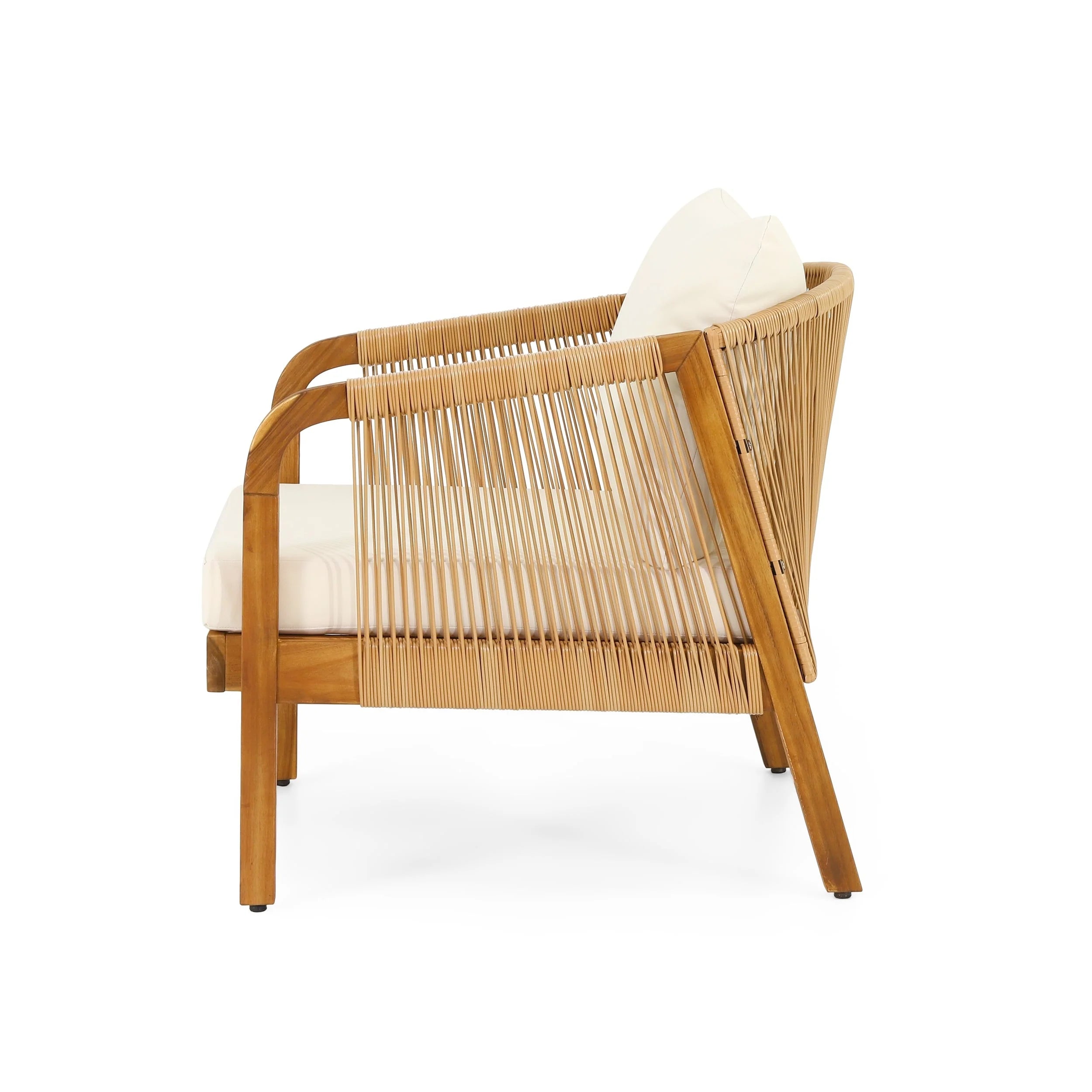 Ensemble de deux fauteuils de club d'extérieur Jabe en bois d'acacia et osier par Christopher Knight Home