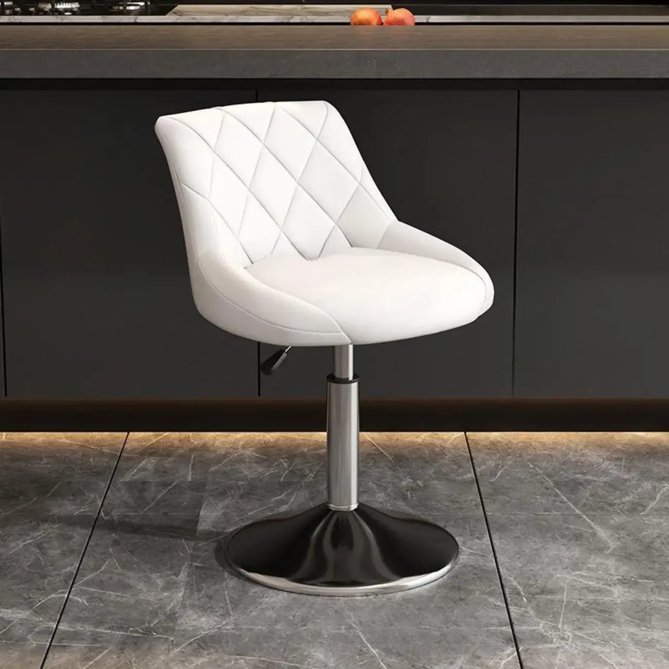 Tabouret de bar pivotant, capitonné en losanges, réglable, cuir PU noir et rouge